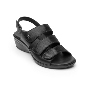100% Women's Casual Flexi Leather Sandal - Style 100004 Black