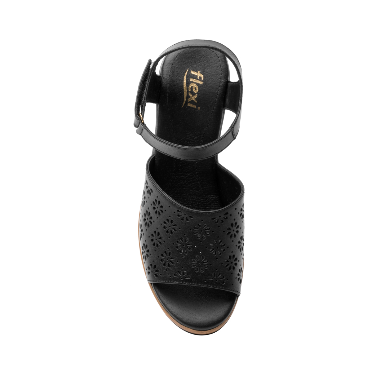 Women's Urban Flexi Decorative Punched Sandal - Style 100707 Black