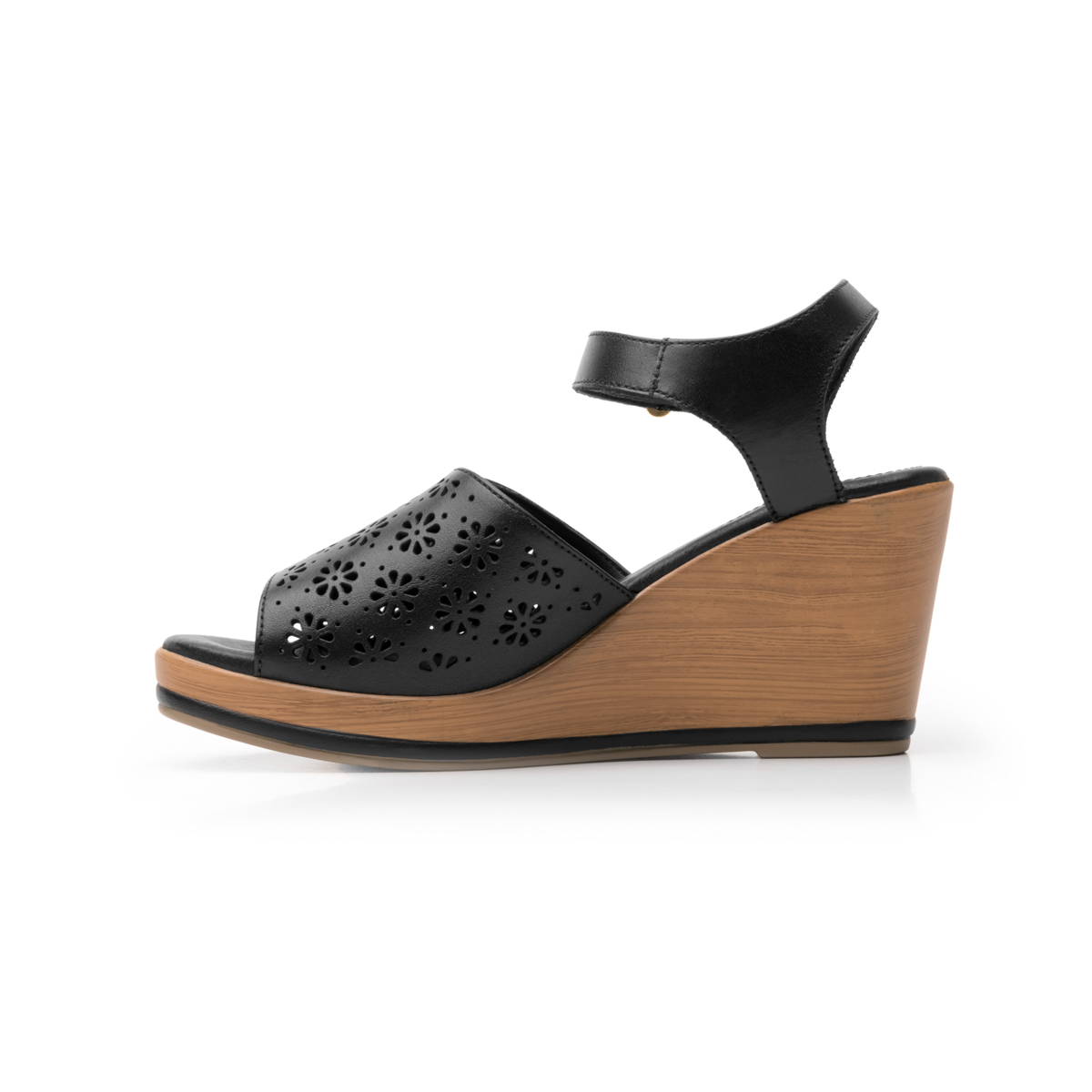 Women's Urban Flexi Decorative Punched Sandal - Style 100707 Black