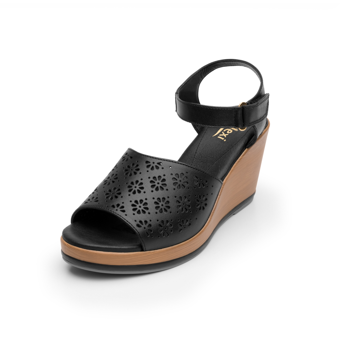 Women's Urban Flexi Decorative Punched Sandal - Style 100707 Black