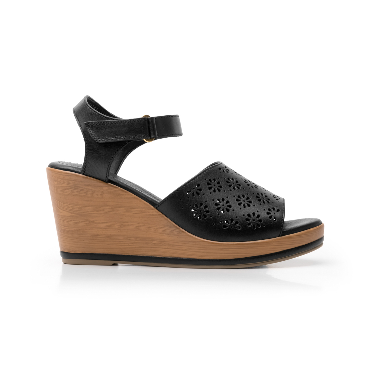 Women's Urban Flexi Decorative Punched Sandal - Style 100707 Black