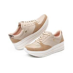 Women's Flexi Platform Sneaker with Thick Style 101006 Beige Sole