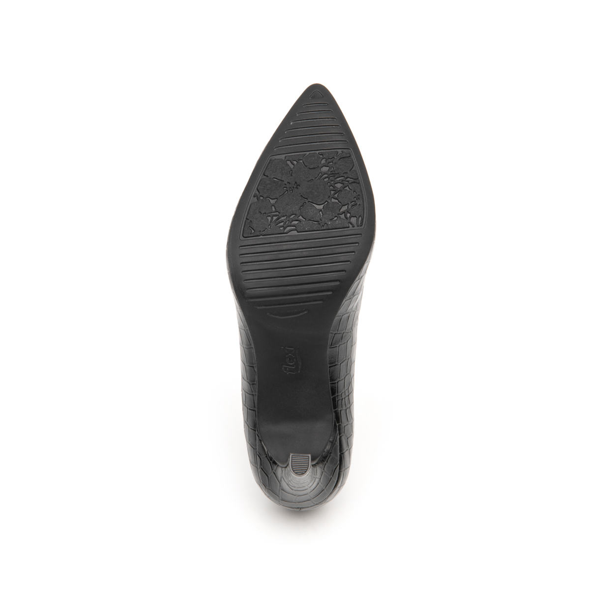Zapatilla De Cocodrilo Flexi para Mujer con Tacón de Aguja Estilo 104501 Negro