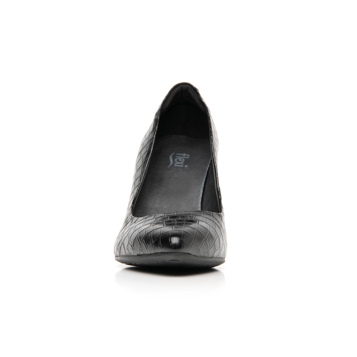 Zapatilla De Cocodrilo Flexi para Mujer con Tacón de Aguja Estilo 104501 Negro