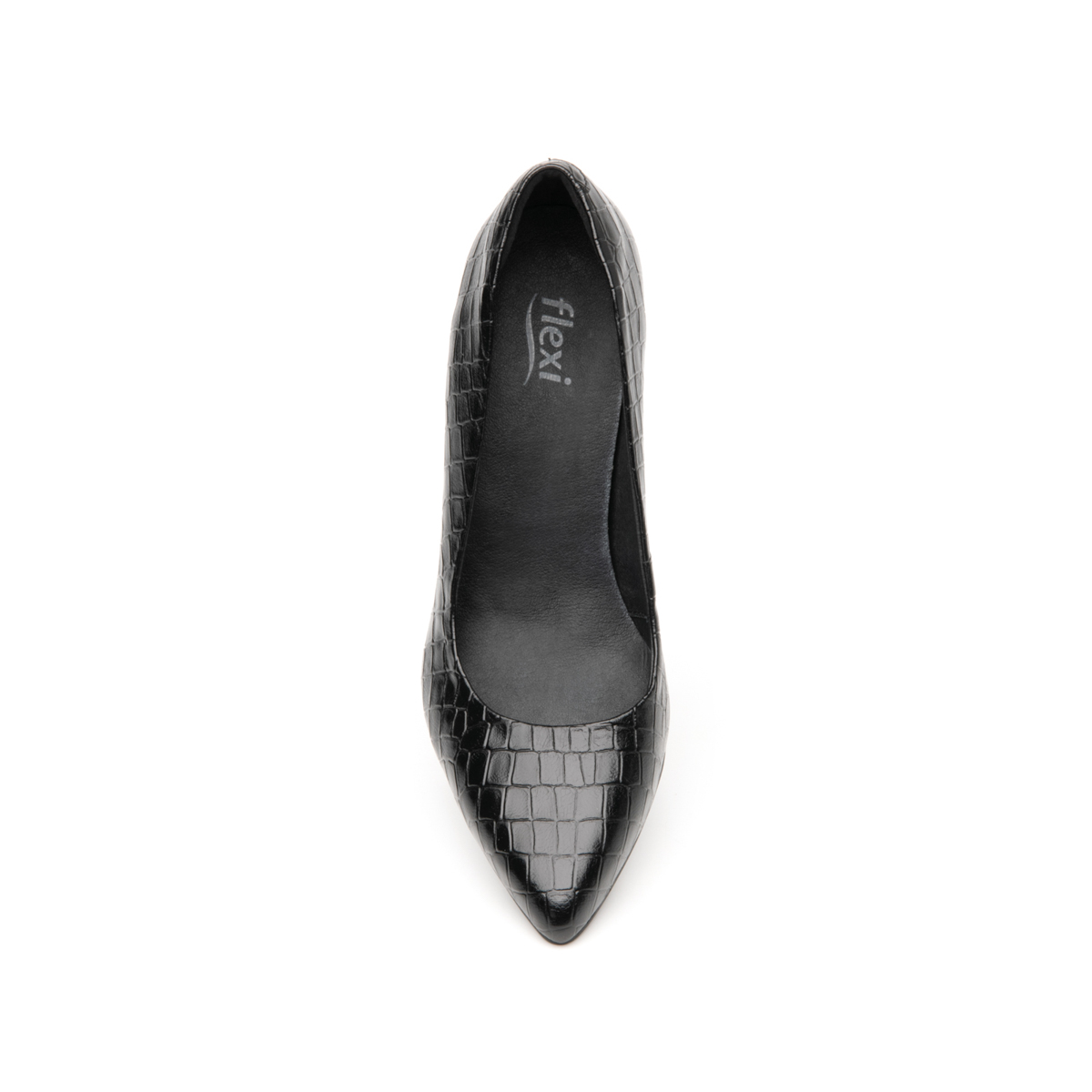 Zapatilla De Cocodrilo Flexi para Mujer con Tacón de Aguja Estilo 104501 Negro