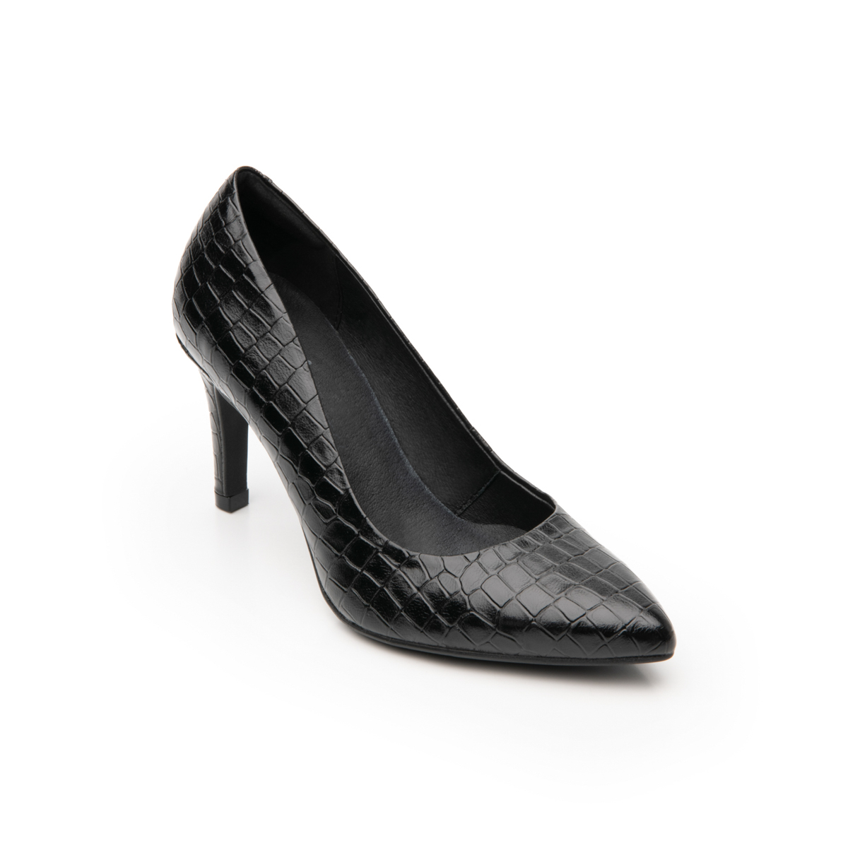 Zapatilla De Cocodrilo Flexi para Mujer con Tacón de Aguja Estilo 104501 Negro