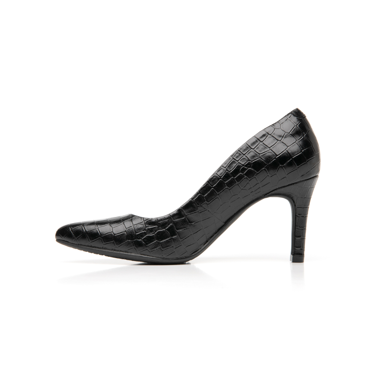 Zapatilla De Cocodrilo Flexi para Mujer con Tacón de Aguja Estilo 104501 Negro