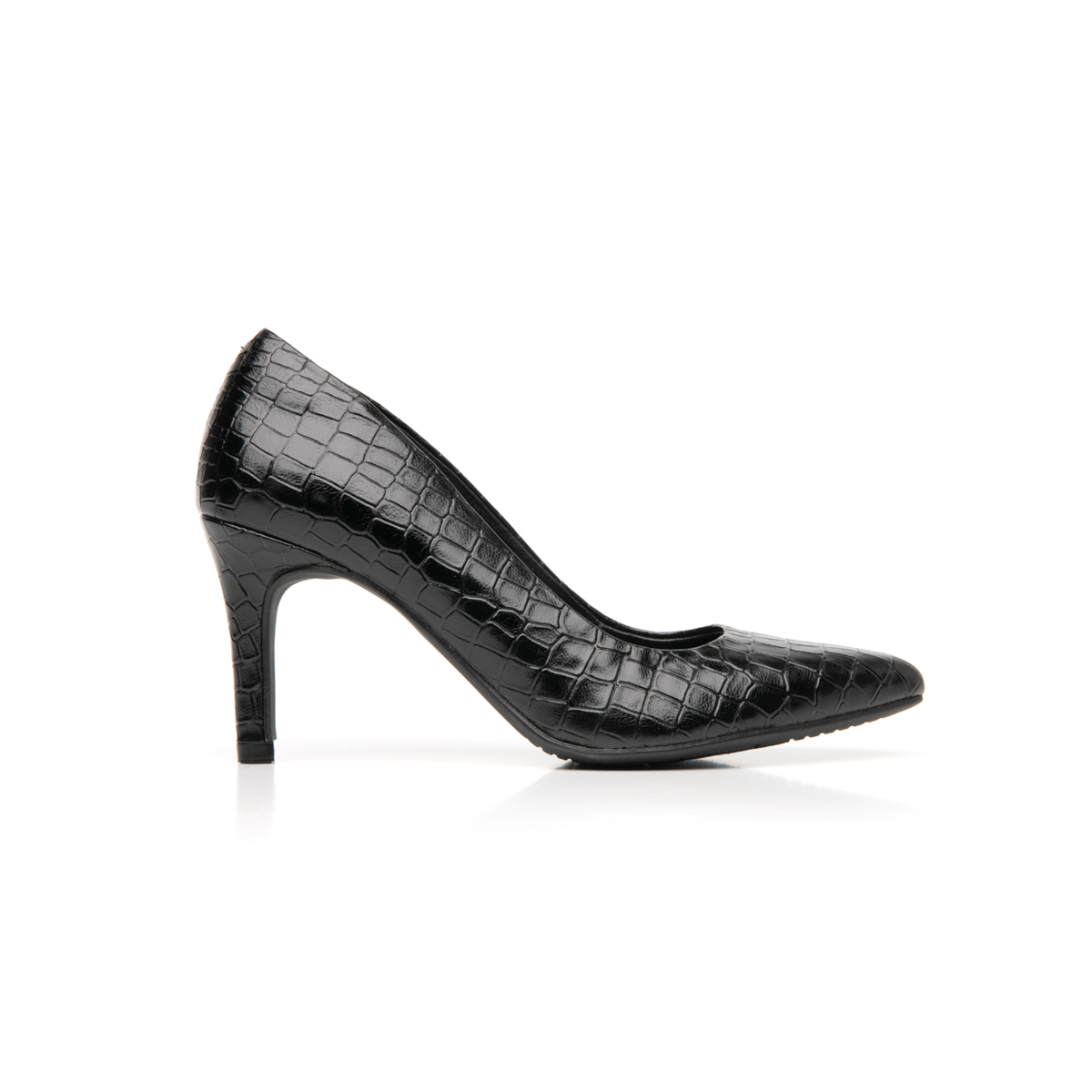 Zapatilla De Cocodrilo Flexi para Mujer con Tacón de Aguja Estilo 104501 Negro