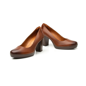 Women's Flexi Platform Shoe with Wide Heel 105801 Brown Style