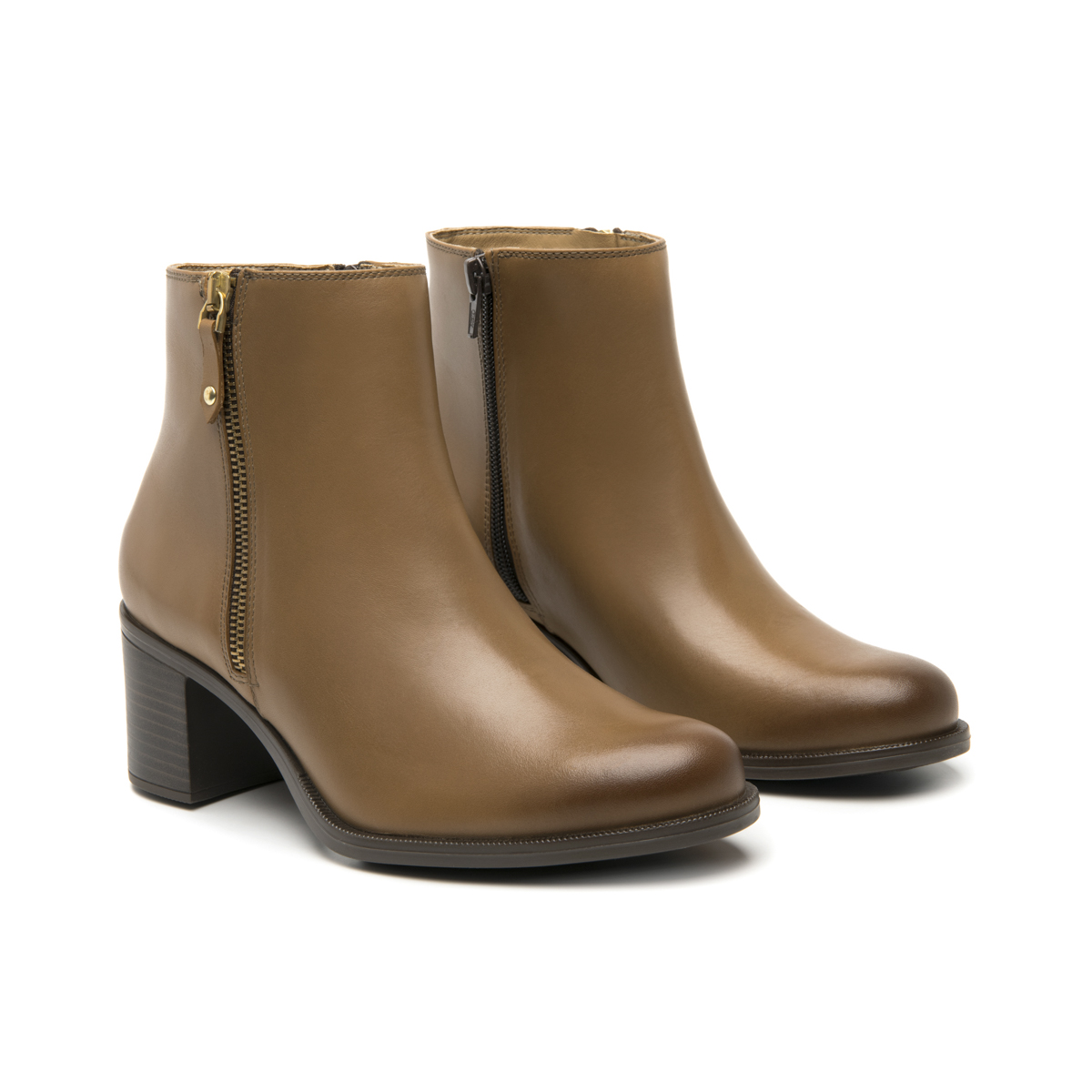 Women's Heeled Bootie with Internal Zipper Style 109220 Sand