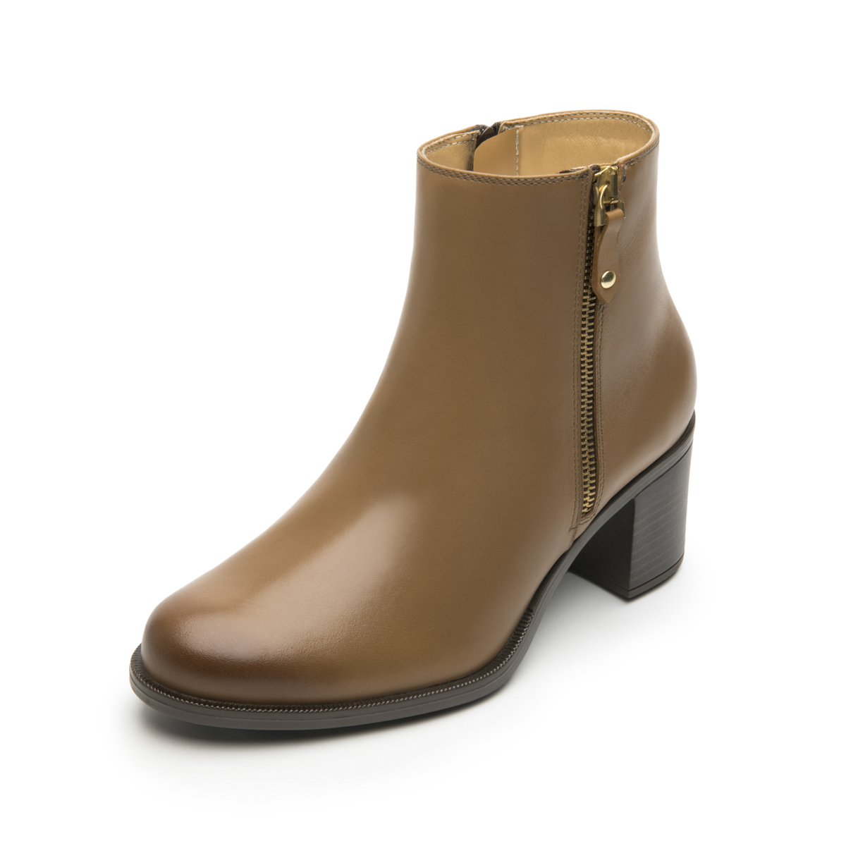 Women's Heeled Bootie with Internal Zipper Style 109220 Sand