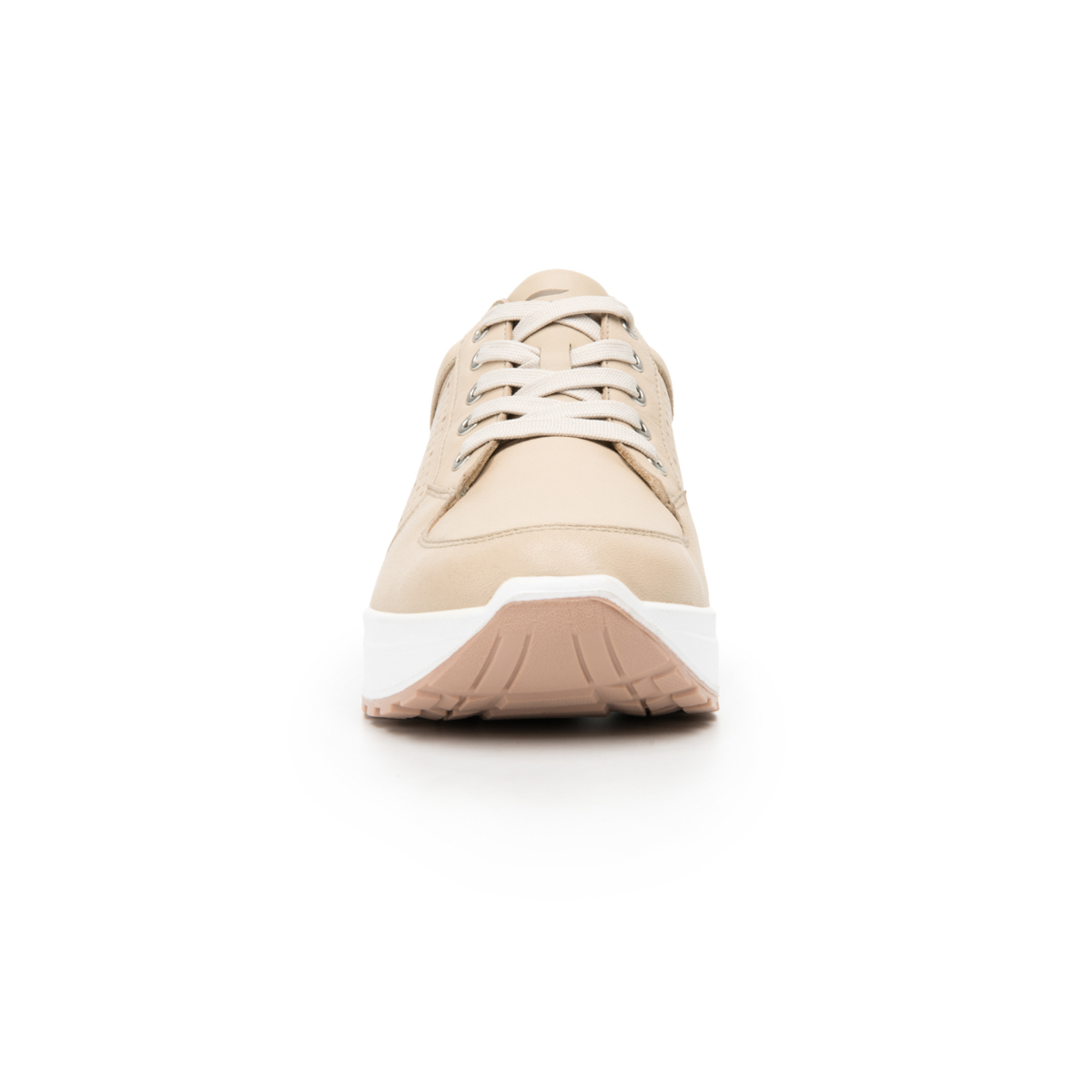 Sneaker Casual Agujetas Flexi para Mujer con Acabado Tamporeado Estilo 117205 Beige