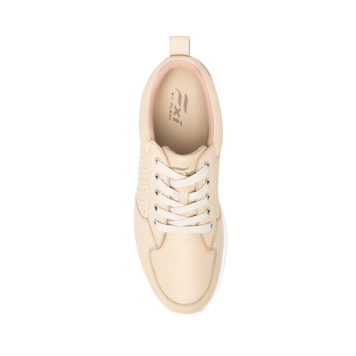 Sneaker Casual Agujetas Flexi para Mujer con Acabado Tamporeado Estilo 117205 Beige