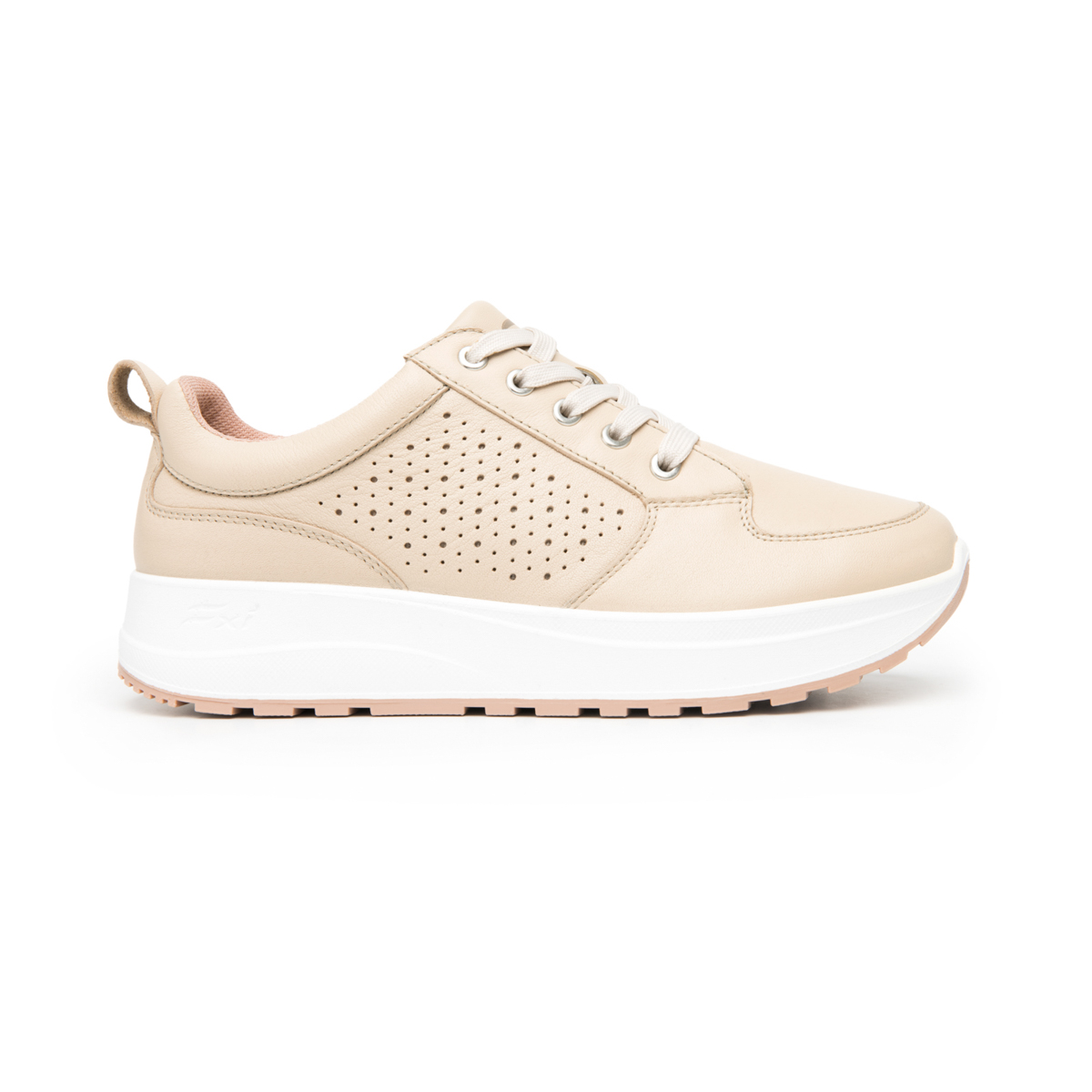 Sneaker Casual Agujetas Flexi para Mujer con Acabado Tamporeado Estilo 117205 Beige