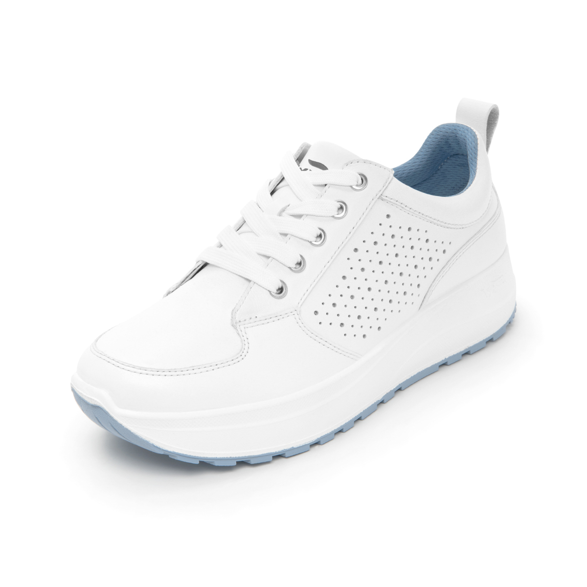 Sneaker Casual Agujetas Flexi para Mujer con Acabado Tamporeado Estilo 117205 Blanco