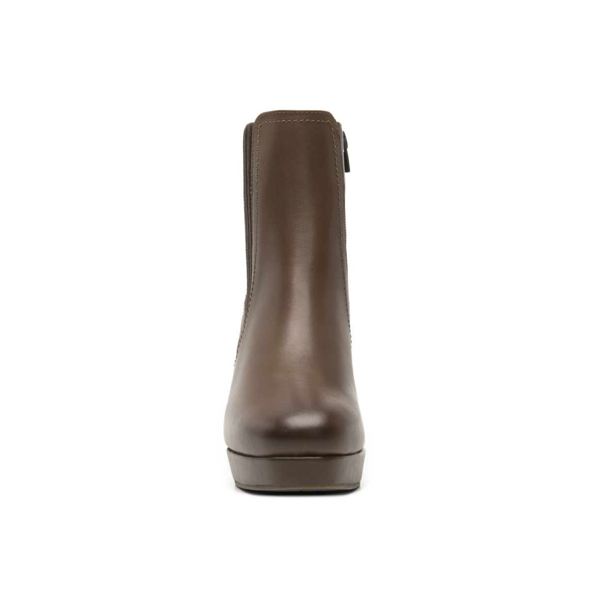 Women's Heeled Bootie with Internal Zipper Style 118909 Dark Tan