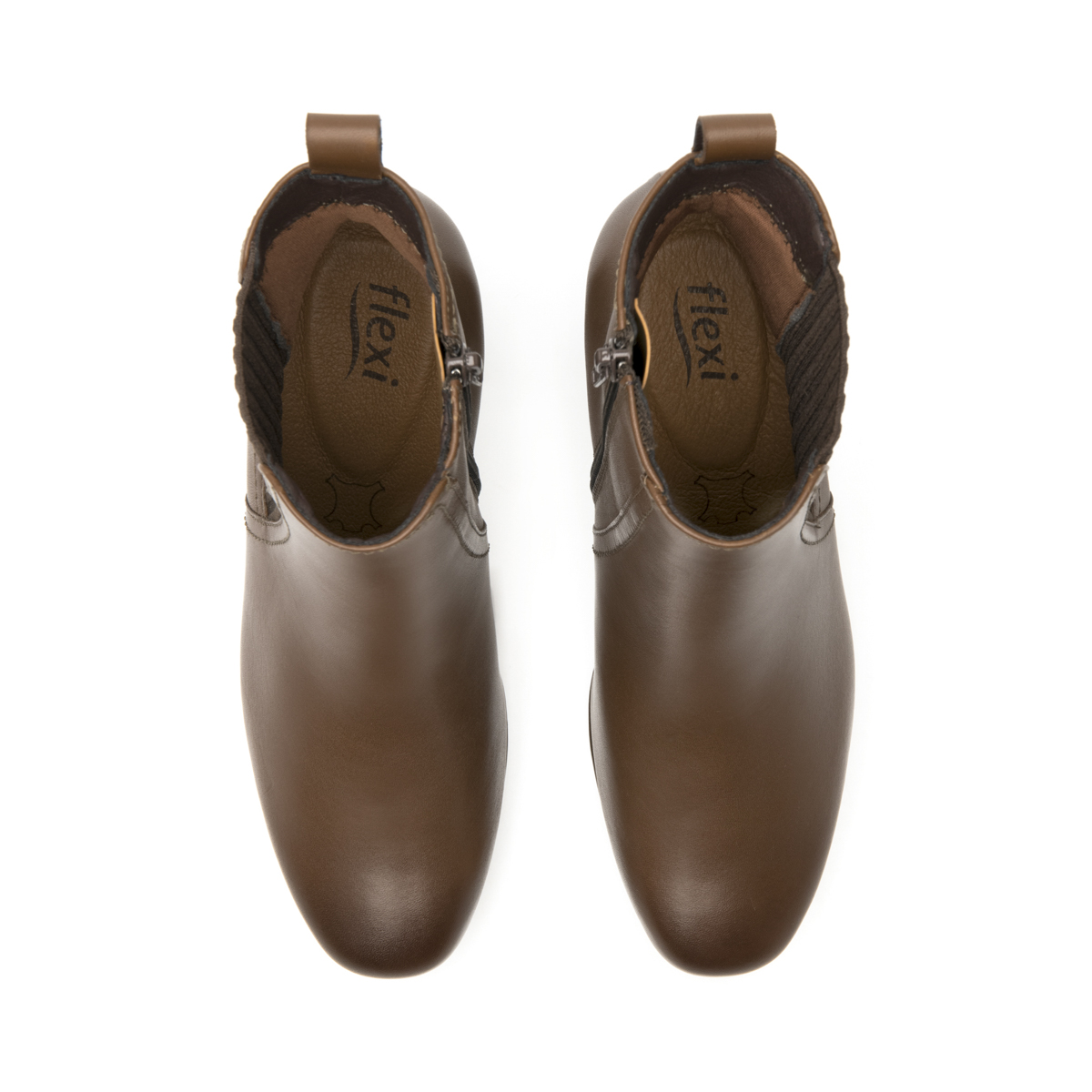 Women's Heeled Bootie with Internal Zipper Style 118909 Dark Tan