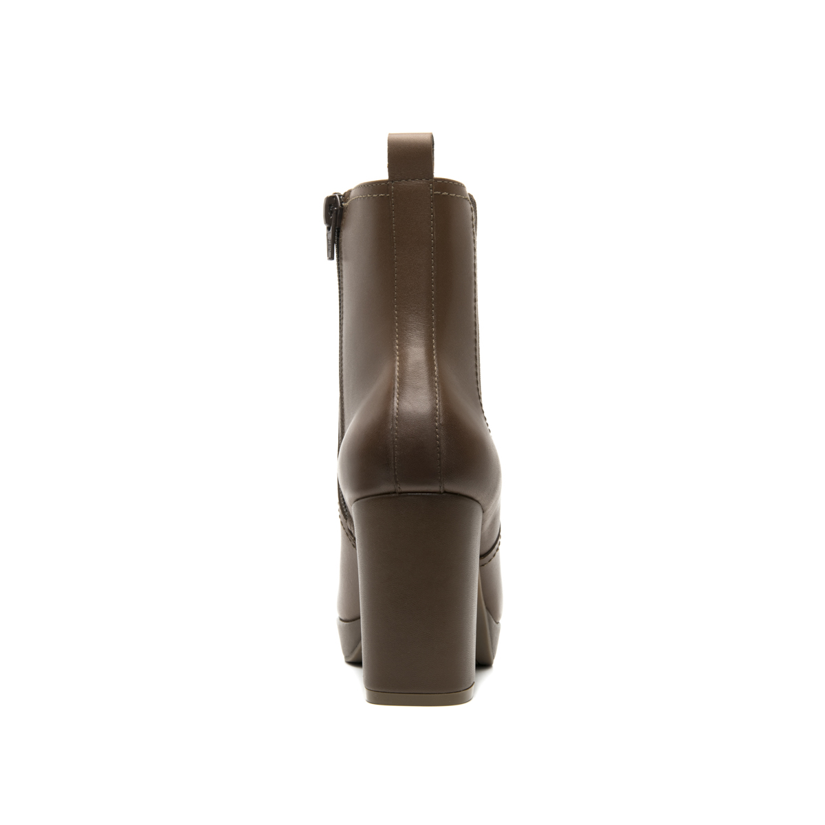 Women's Heeled Bootie with Internal Zipper Style 118909 Dark Tan