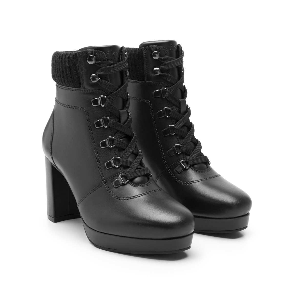 Women's Military Leather Boot Style 118910 Black Black