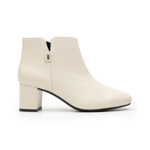 Women's Leather Ankle Boots with Internal Zipper Style 119706 Beige