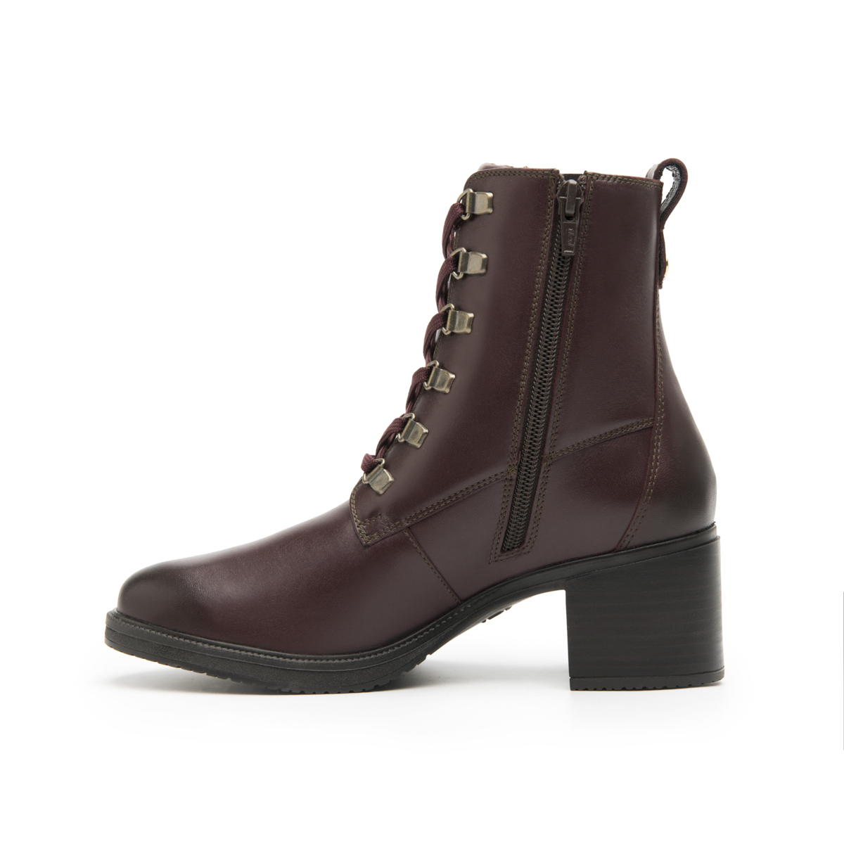 Women's Military Boot with Internal Zipper Style 120504 Wine