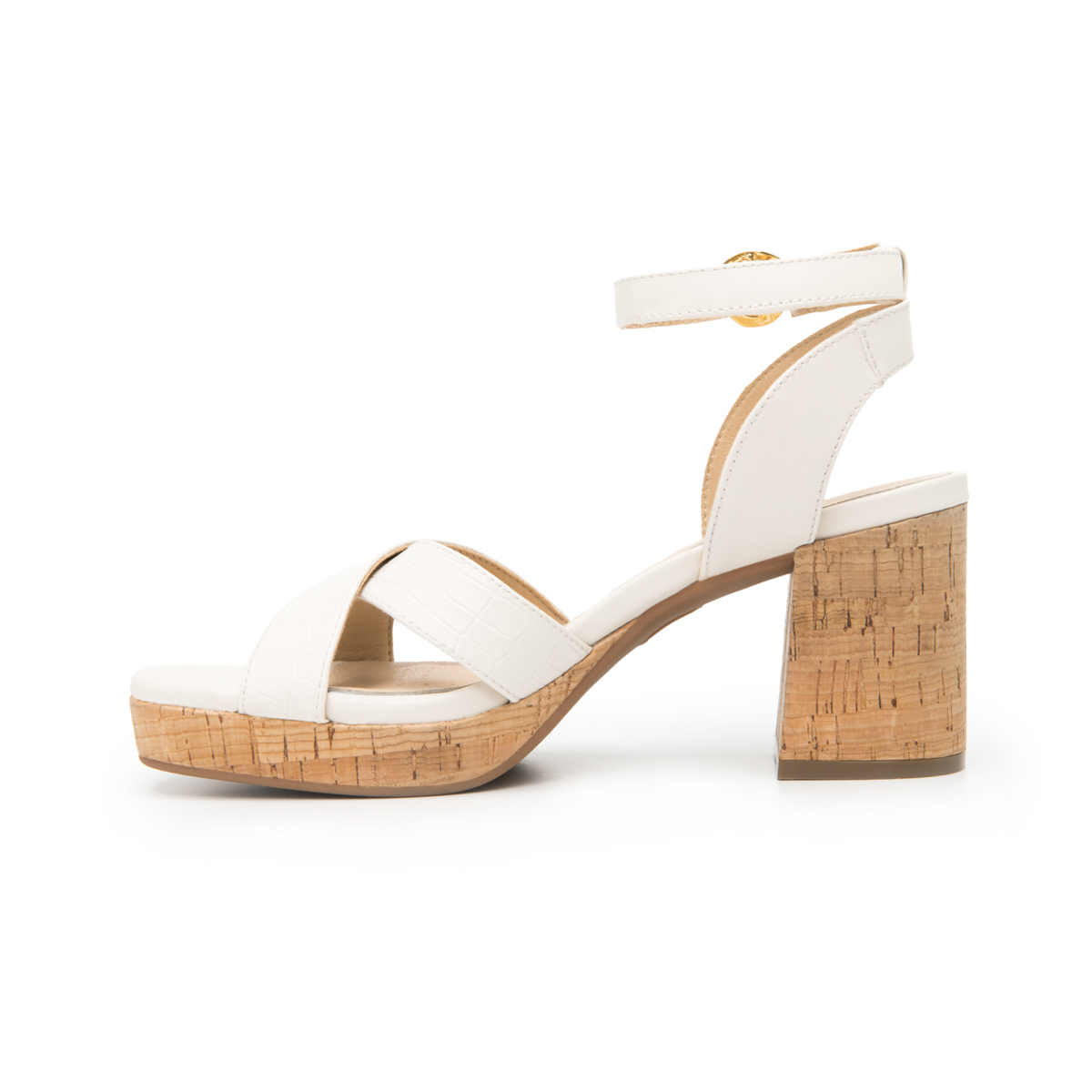 Women's Heeled Sandal with Comfort Walk Technology Style 123001 White