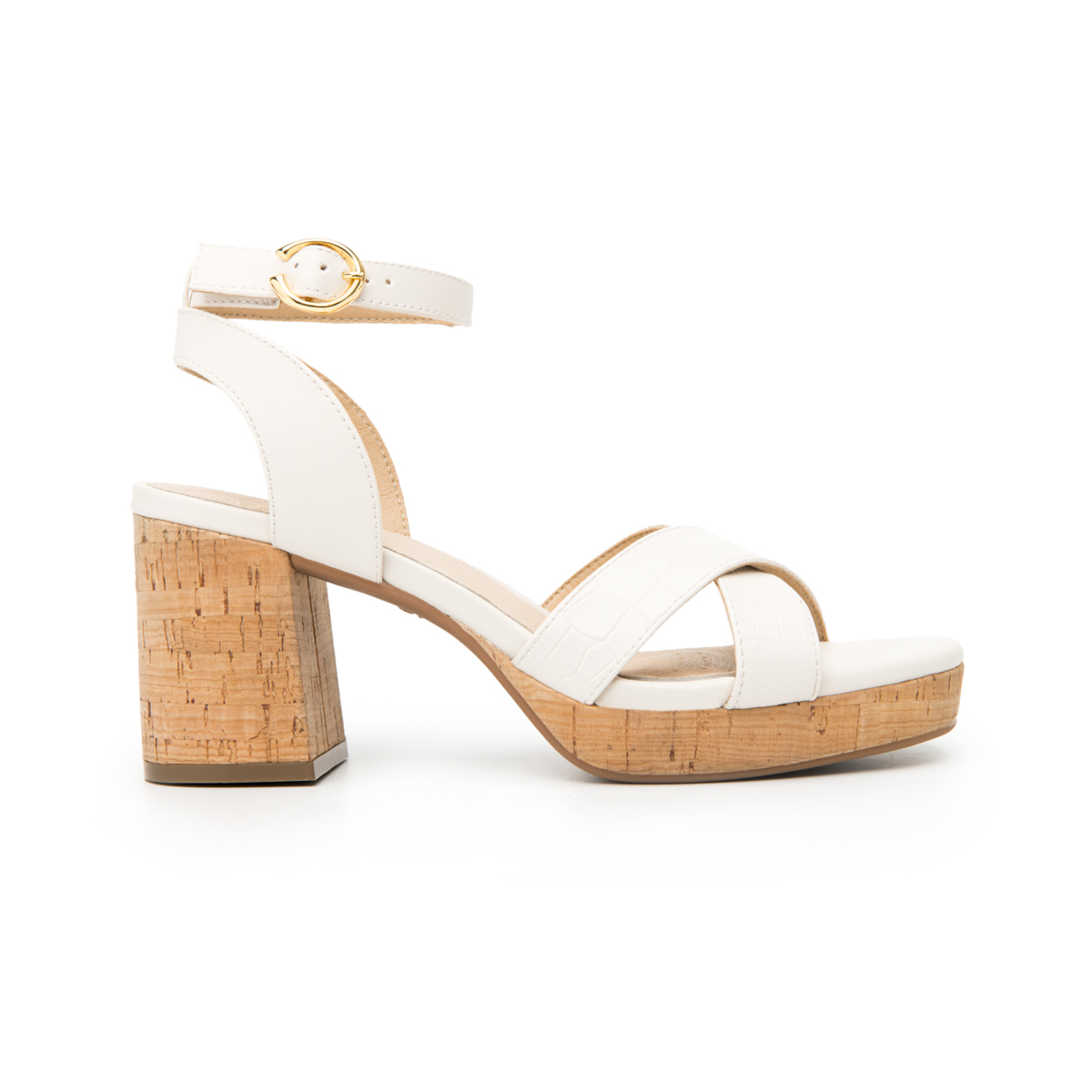 Women's Heeled Sandal with Comfort Walk Technology Style 123001 White