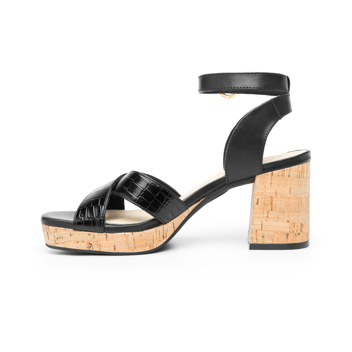 Women's Heeled Sandal with Comfort Walk Technology Style 123001 Black