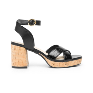 Women's Heeled Sandal with Comfort Walk Technology Style 123001 Black