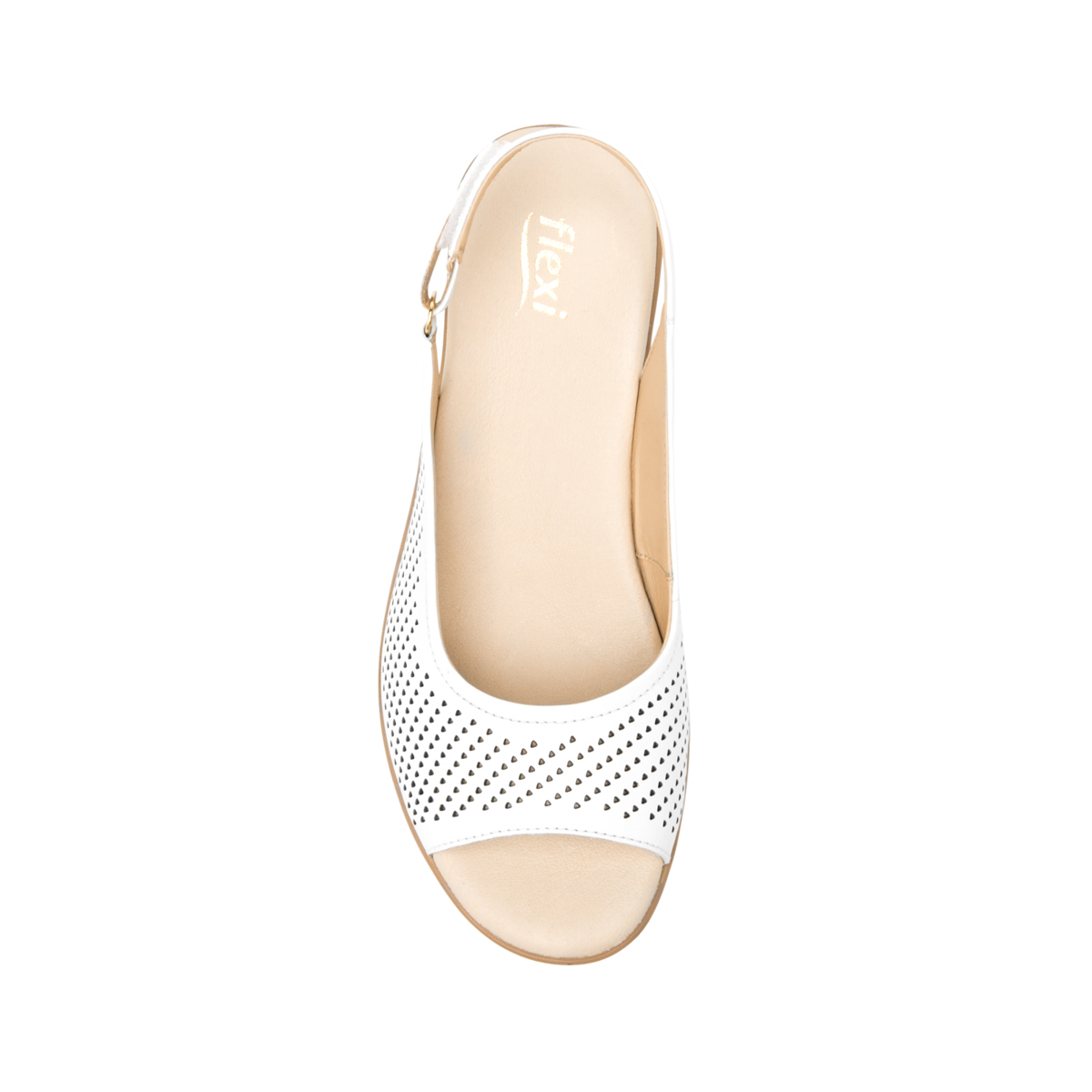 Sandalia De Cuña Flexi para Mujer con Acabado Perforado Estilo 123704 Blanco