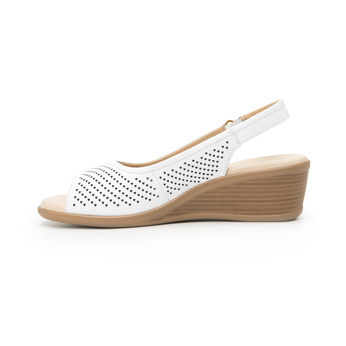 Sandalia De Cuña Flexi para Mujer con Acabado Perforado Estilo 123704 Blanco