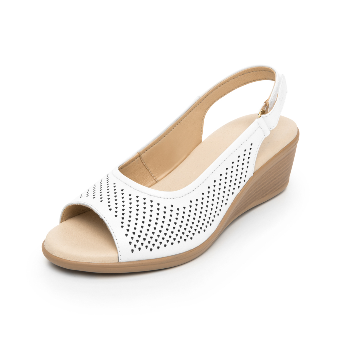 Sandalia De Cuña Flexi para Mujer con Acabado Perforado Estilo 123704 Blanco