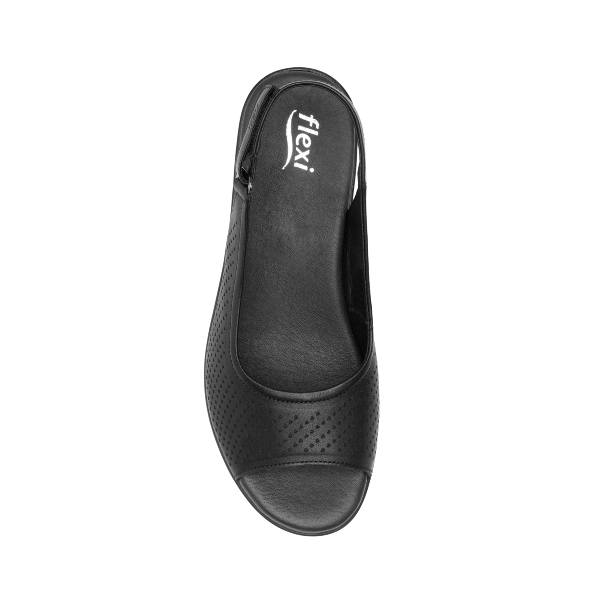 Sandalia De Cuña Flexi para Mujer con Acabado Perforado Estilo 123704 Negro