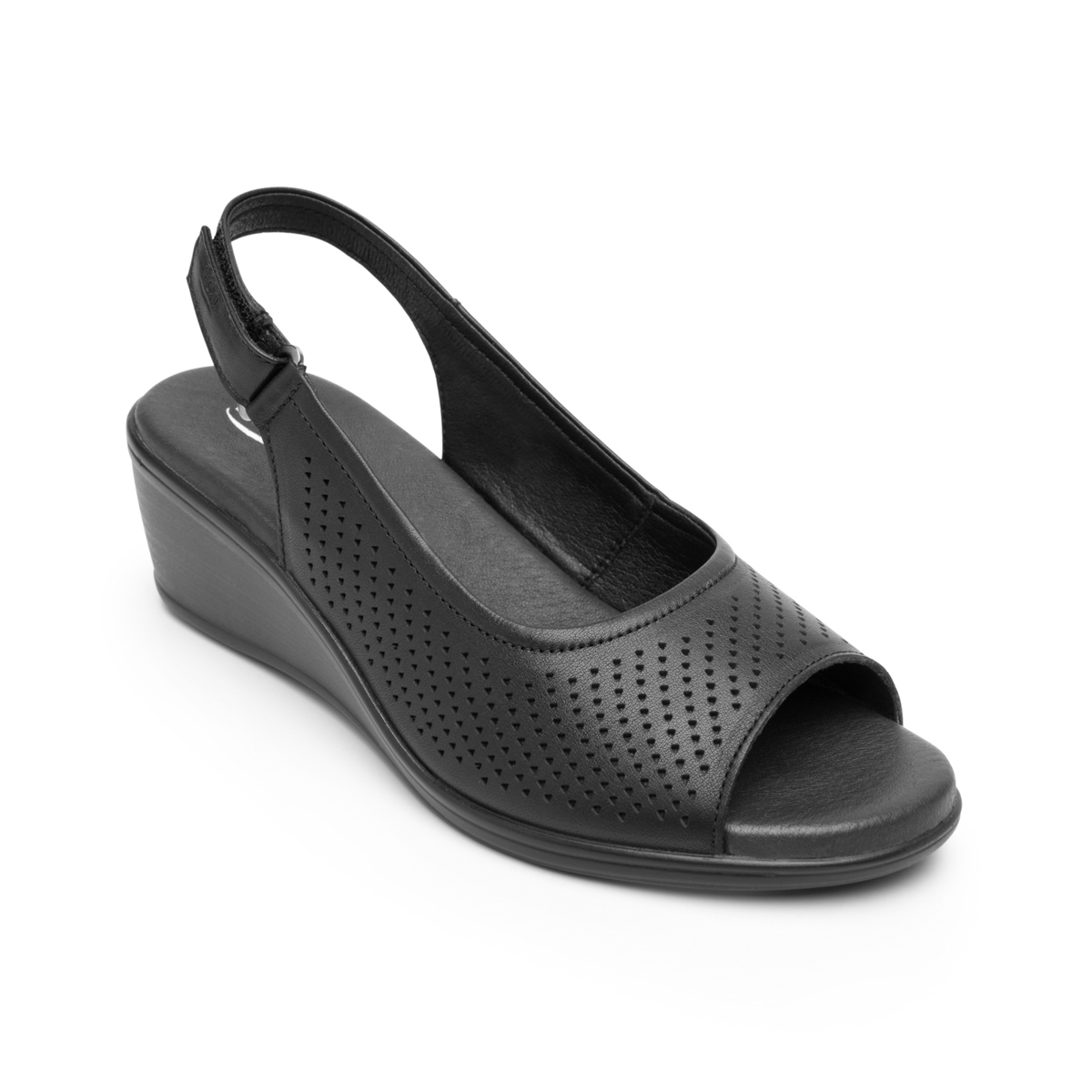 Sandalia De Cuña Flexi para Mujer con Acabado Perforado Estilo 123704 Negro