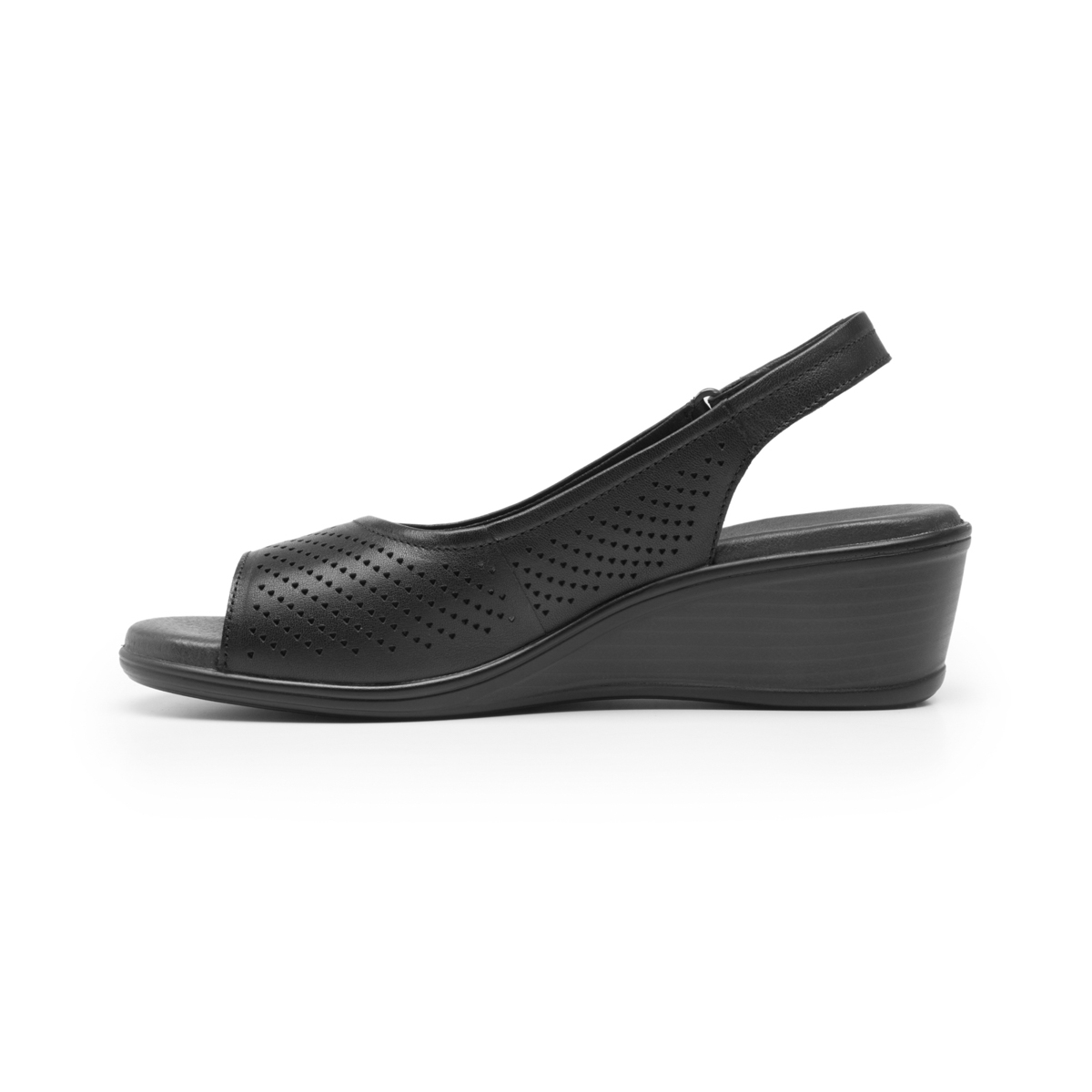 Sandalia De Cuña Flexi para Mujer con Acabado Perforado Estilo 123704 Negro
