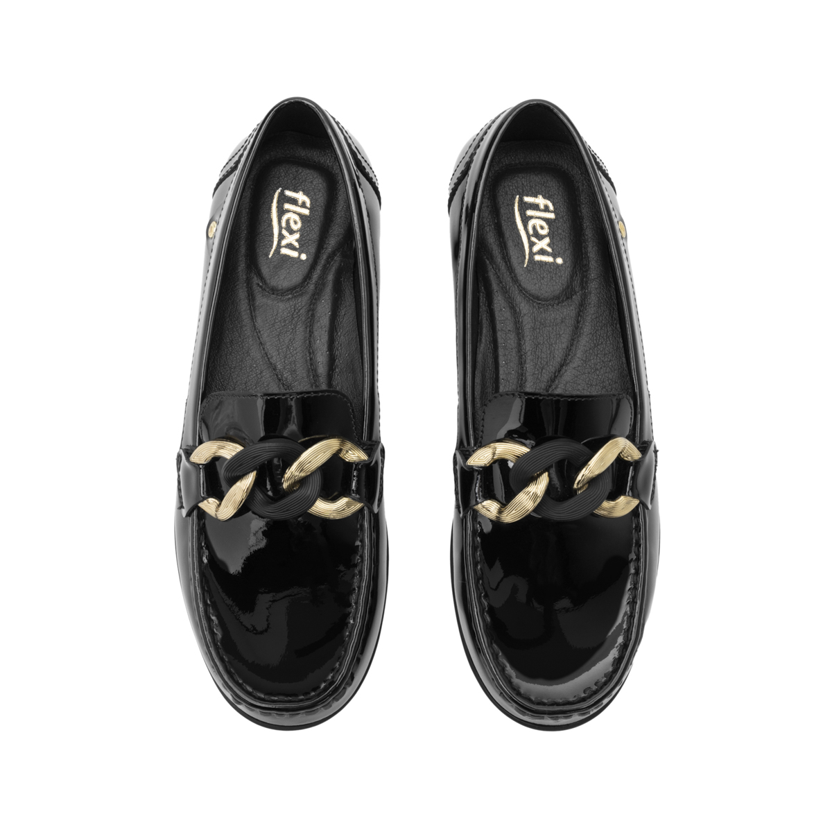 Mocasín De Charol Flexi para Mujer Estilo 124304 Negro