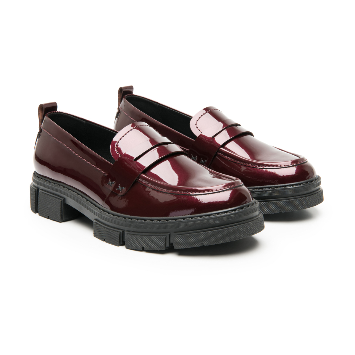 Women's Chunky Leather Loafer Style 124602 Wine