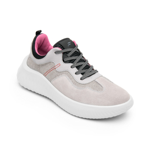 Women's Suede Sneaker with Extra Lightweight Sole Style 124801 Gray