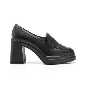 Women's Platform Leather Loafer Style 127401 Black