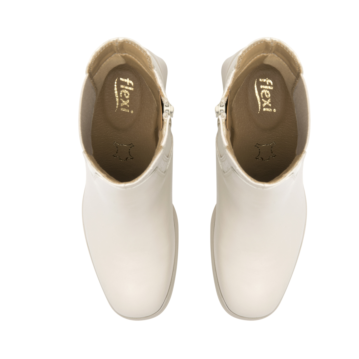 Bota Con Plataforma Flexi para Mujer con Cierre Interno Estilo 127402 Hueso
