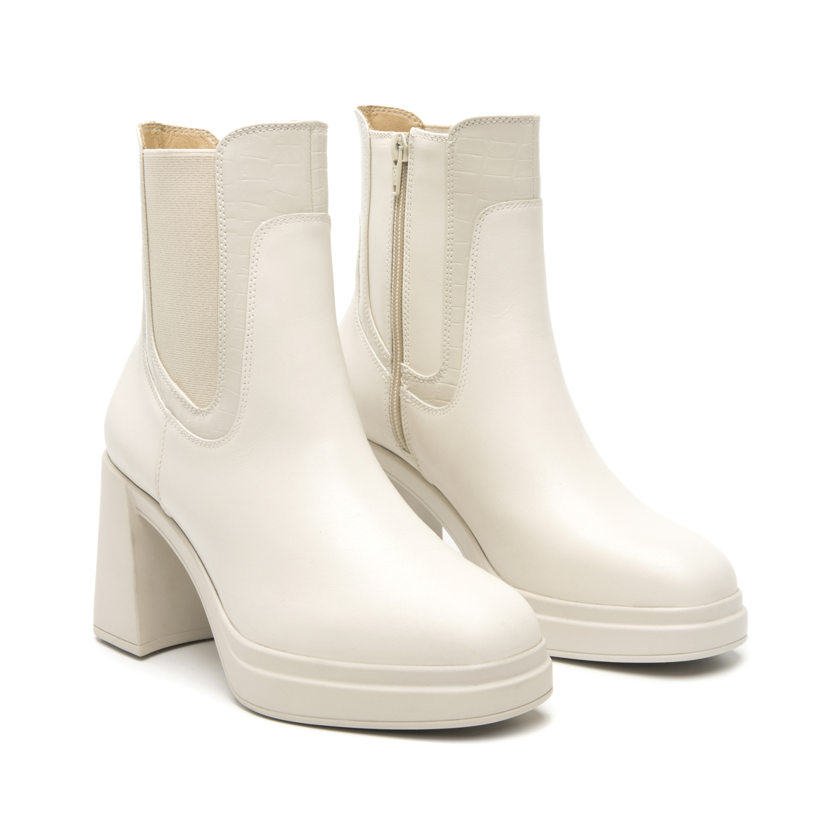 Bota Con Plataforma Flexi para Mujer con Cierre Interno Estilo 127402 Hueso