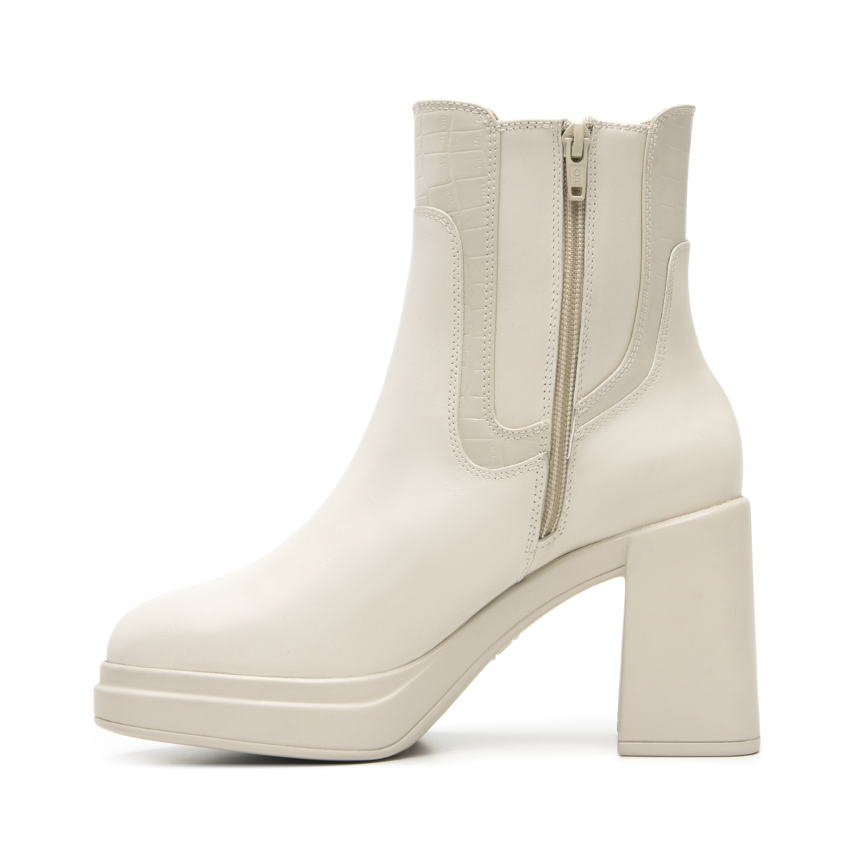 Bota Con Plataforma Flexi para Mujer con Cierre Interno Estilo 127402 Hueso