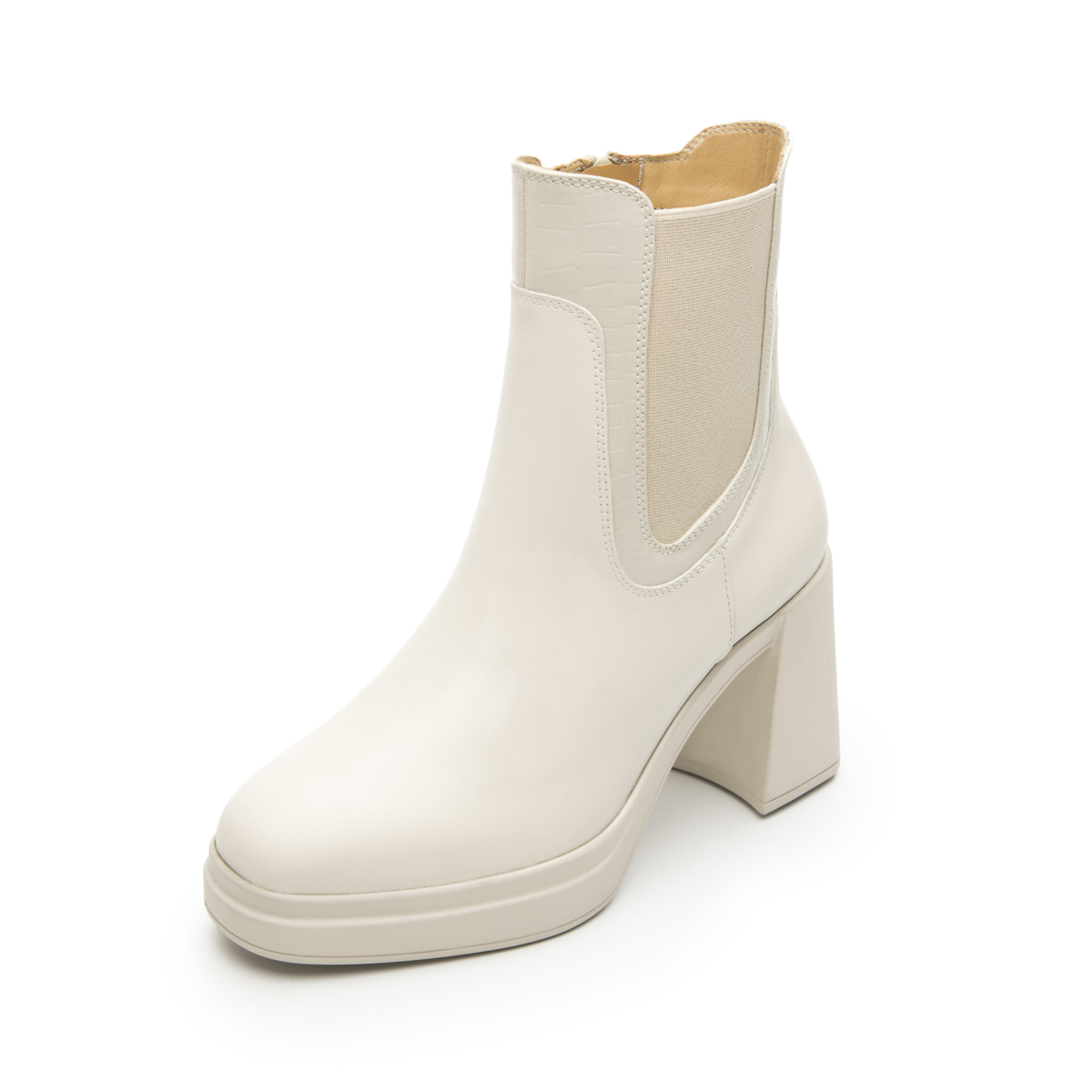 Bota Con Plataforma Flexi para Mujer con Cierre Interno Estilo 127402 Hueso