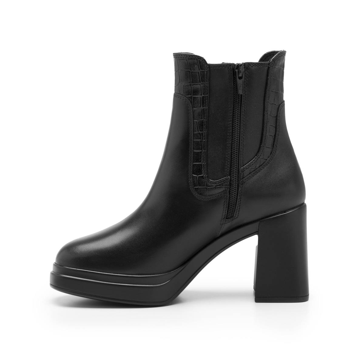 Women's Leather Platform Boot Style 127402 Black