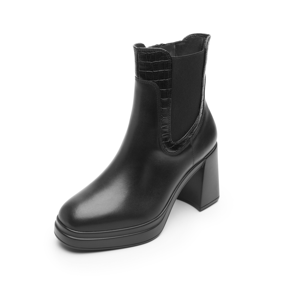 Women's Leather Platform Boot Style 127402 Black