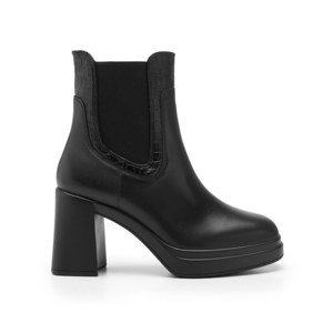 Women's Leather Platform Boot Style 127402 Black