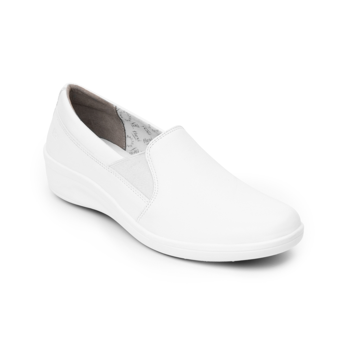 Mocasín De Servicio/Clínico Flexi para Mujer con Corte Repelente Al Agua Estilo 32608 Blanco