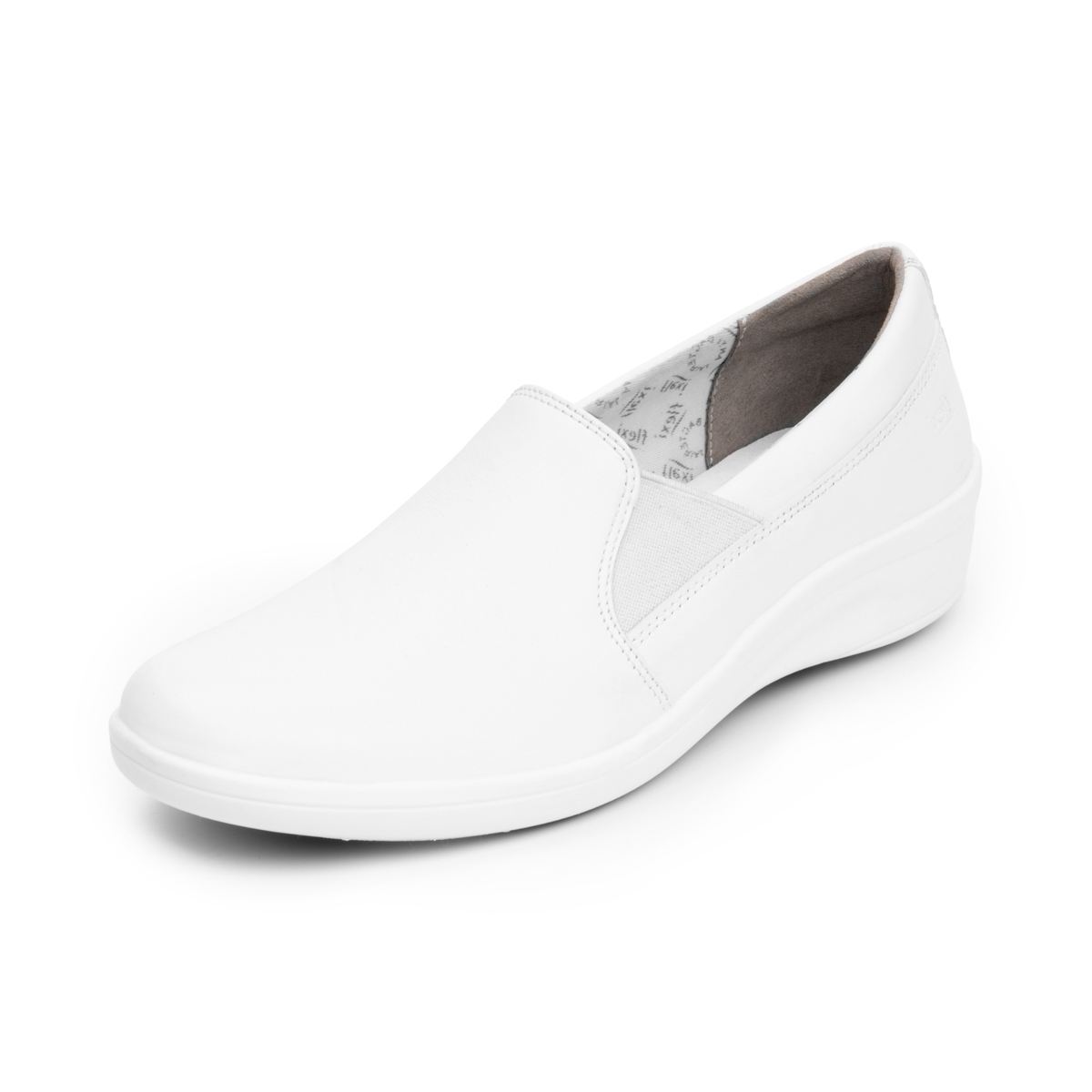 Mocasín De Servicio/Clínico Flexi para Mujer con Corte Repelente Al Agua Estilo 32608 Blanco