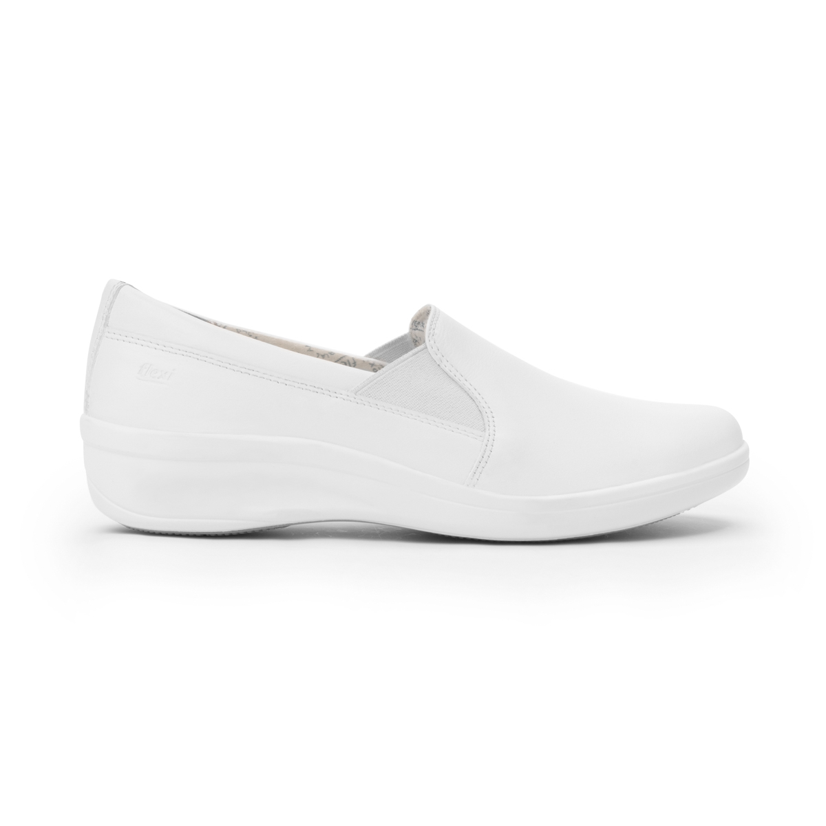 Mocasín De Servicio/Clínico Flexi para Mujer con Corte Repelente Al Agua Estilo 32608 Blanco