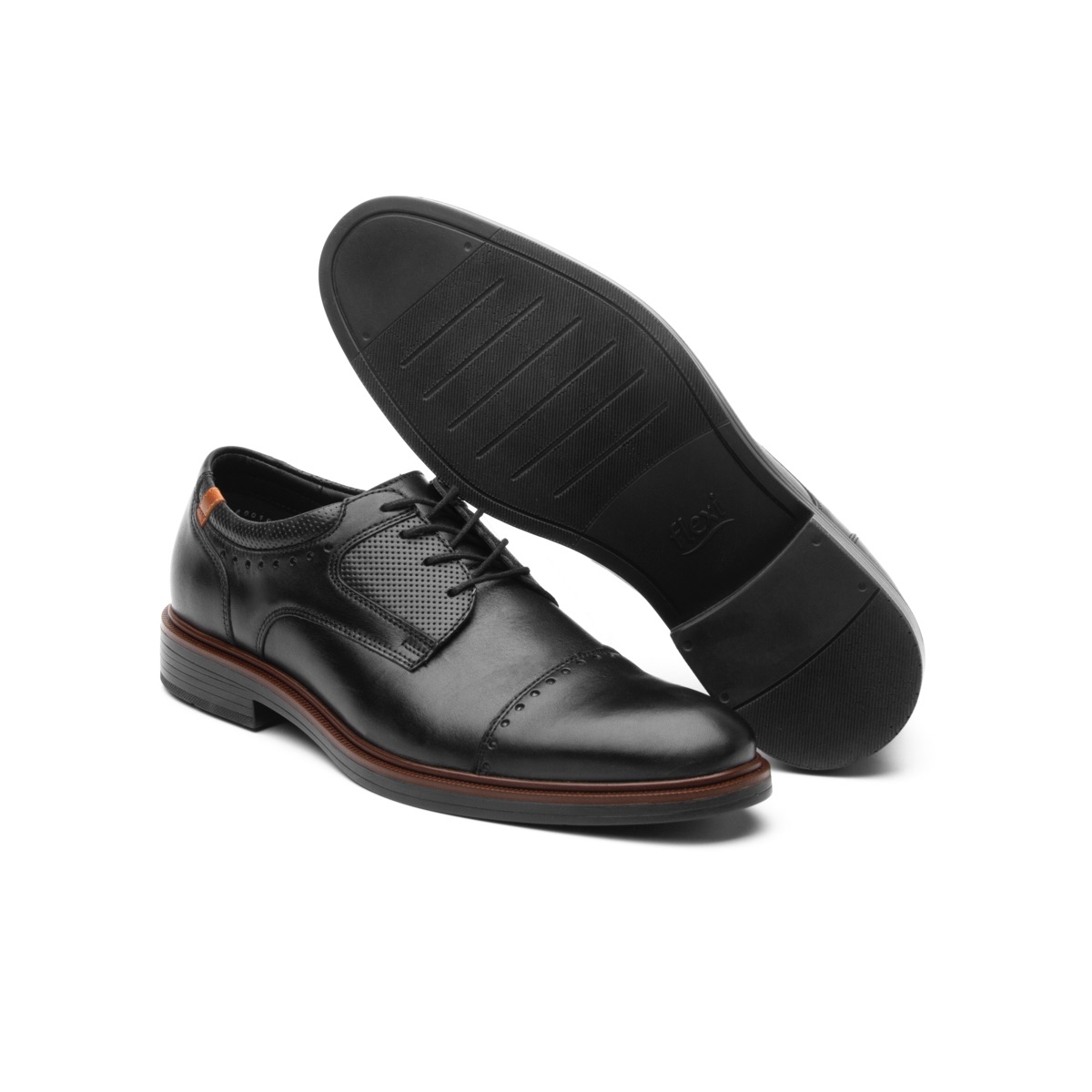 Zapato De Vestir Para Salir Flexi De Tipo Derby Para Hombre - Estilo 400102 Negro